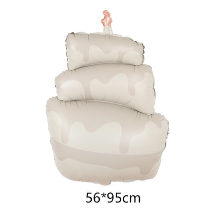 Cute Matte Rainbow Cake Bear Foil Balloon Kids Adult Birthday Party Decorations Cartoon Bow Candy Ice Cream Balloons Globos