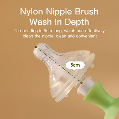 SAIDAH Simple Nylon Sponge Suction Feeding Bottle Nipple Pacifier Brush Set Water Sippy Vacuum Cup Cleaning（2 in 1）
