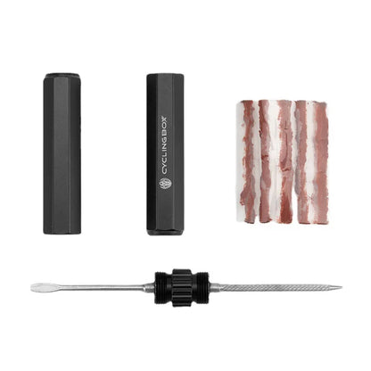 Bicycle Tubeless Tire Repair Kit MTB Bike Tyre Plug Puncture Flat Fix Patch Repairing Rubber Bacon Strips and Insertion Tool Set