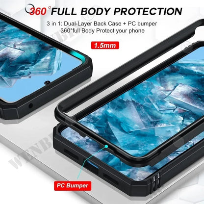 Case For Google Pixel 9 8 Pro 8 6 Pro 8A 7A  Google Pixel 9 Pro XL Heavy Duty With Camera 360 Degree Kickstand Cover