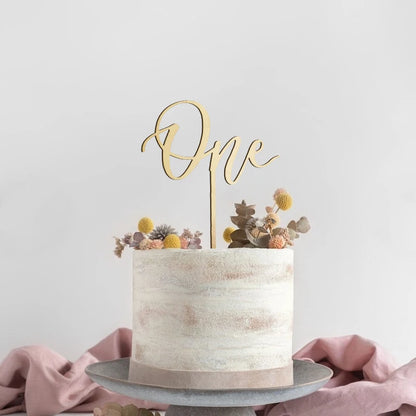 1pc One Cake Topper Birthday Wooden Cake Topper Wood One Happy Cake Decoration First Birthday Baby Shower Party Decorations