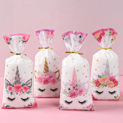 25/50/100pcs Unicorn Theme Candy Packing Bags Unicorn Birthday Party Decoration Kids Baby Shower Wedding Gift Bag Party Supplies