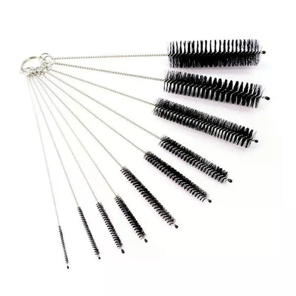 10pcs Set Stainless Steel Soft Hair Brush Pipette Test Tube Baby Bottle Brush Multifunctional Household Cleaning Tools Set