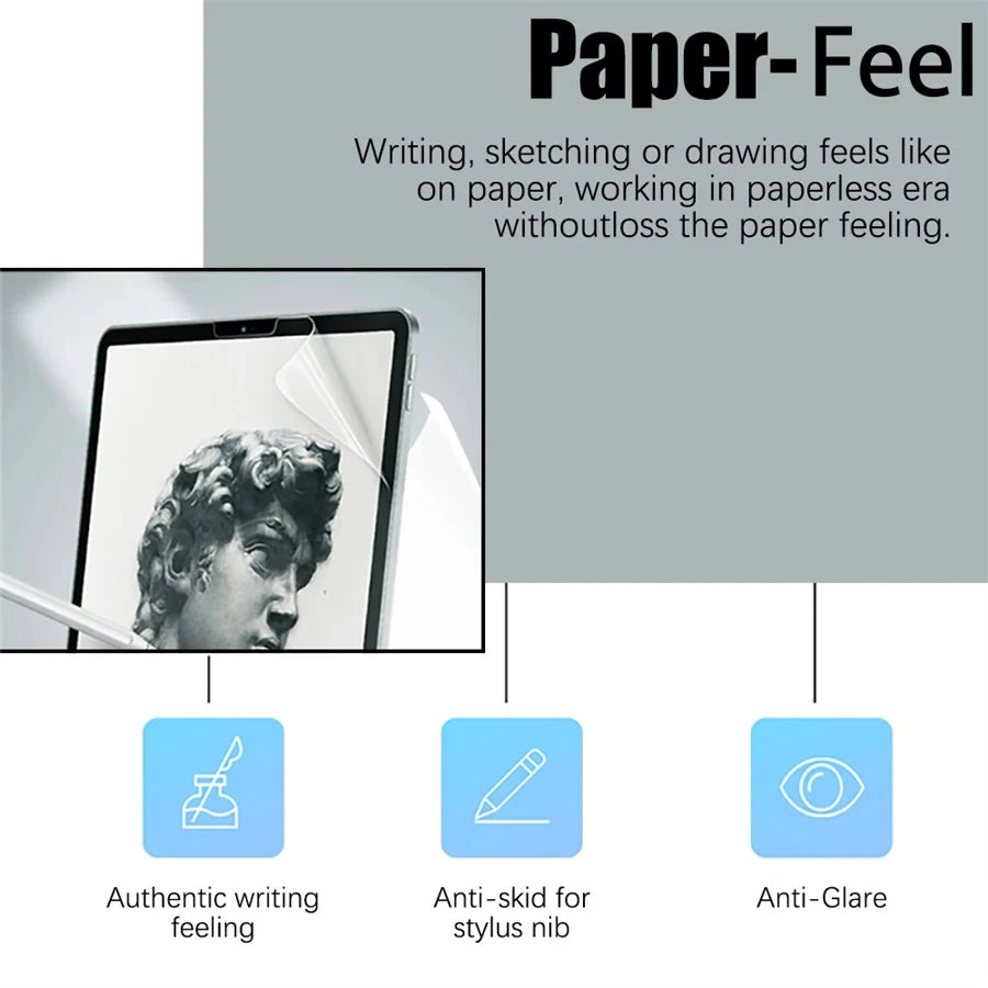3Pcs Paper Feel Like Screen Protector For iPad 10th 9th Generation 8 7 6 Air 5 4 Pro 11 12.9 10.5 9.7 Mini 5 6 13 2024 No Glass
