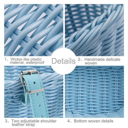 Front Handlebar Bicycle Basket Multifunction Traditional Bicycle Basket Waterproof Hand Woven Bike Basket for Kids Children Bike