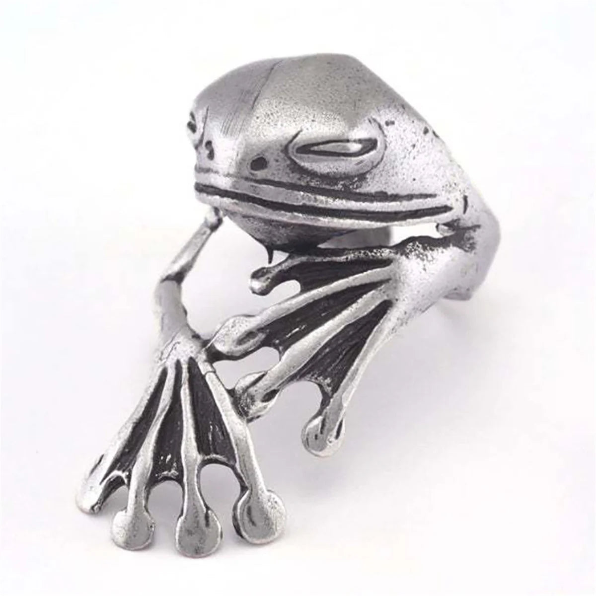 Retro Frog Toad Animal Rings for Women Men Artistic Design Silver Color Opening Resizable Unisex Female Statement Ring Best Gift