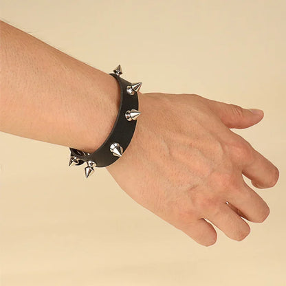 Punk Hip Hop Rock PU Leather Bracelet Unisex Trendy Chain Skull Pentagram Rivet Bracelet Party Jewelry Accessories