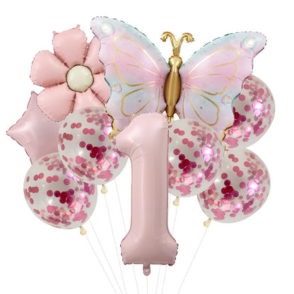 Butterfly Balloons 5th Birthday Decor for Girls Pink Butterfly Foil Balloons for Butterfly Themed Party Wedding Birthday Decors