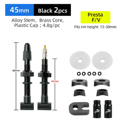 Deemount Presta Nipples Bicycle Tubeless Rim F/V Valves Anodized Aluminum Stem Brass Core Integrated Rectangle Base