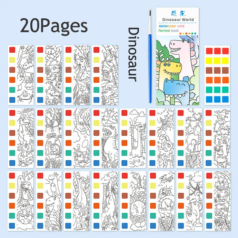 12/20 Sheets Watercolor Painting Book Portale Coloring Books Graffiti Picture Book Educational Drawing Coloring Toys for Kids