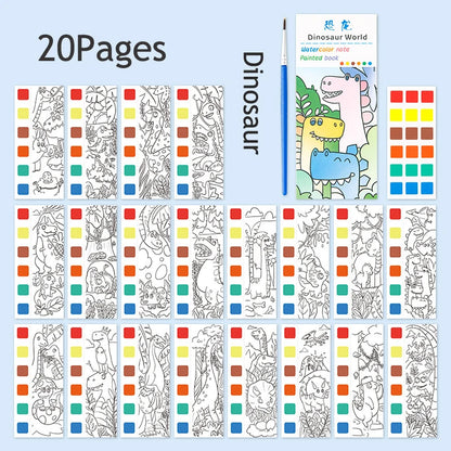 12/20 Sheets Watercolor Painting Book Portale Coloring Books Graffiti Picture Book Educational Drawing Coloring Toys for Kids