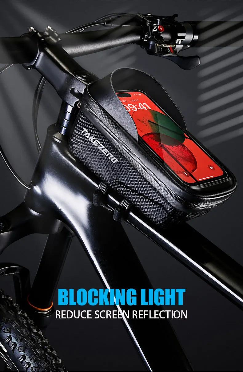 TAKEZERO A2X Mountain Bike EVA Hard Shell Bicycle Bag - Quick-Release Front Bar Bag for Handlebar Mount, Cycling Equipment