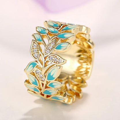 Aesthetic Enamel Flower Finger Ring for Women Wedding Party New 2023 Ring Silver Color Luxury Cubic Zirconia Jewelry Gift