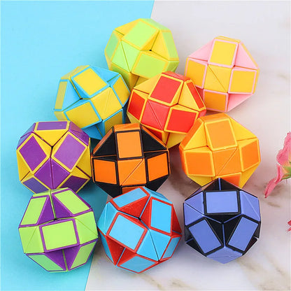 6Pcs/sets Folding Magic Snake Ruler Puzzle Antistress Cube Educational Toy Kids Birthday Party Favors Goodie Bags School Reward