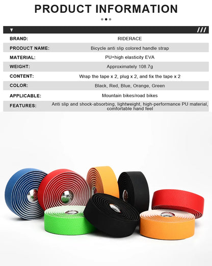 Bicycle Handlebar Tape With Bar End Plugs Non-Slip Shock Absorbing Ultralight Wear-Resistant Bike Handlebar Tape Cycling Strap
