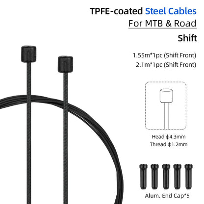 Bicycle PTFE Coated Stainless Steel Core Wire MTB Road Bicycle Zinc Coated Carbon Steel Wire W/ Cap Universal Shift Line DIY Kit