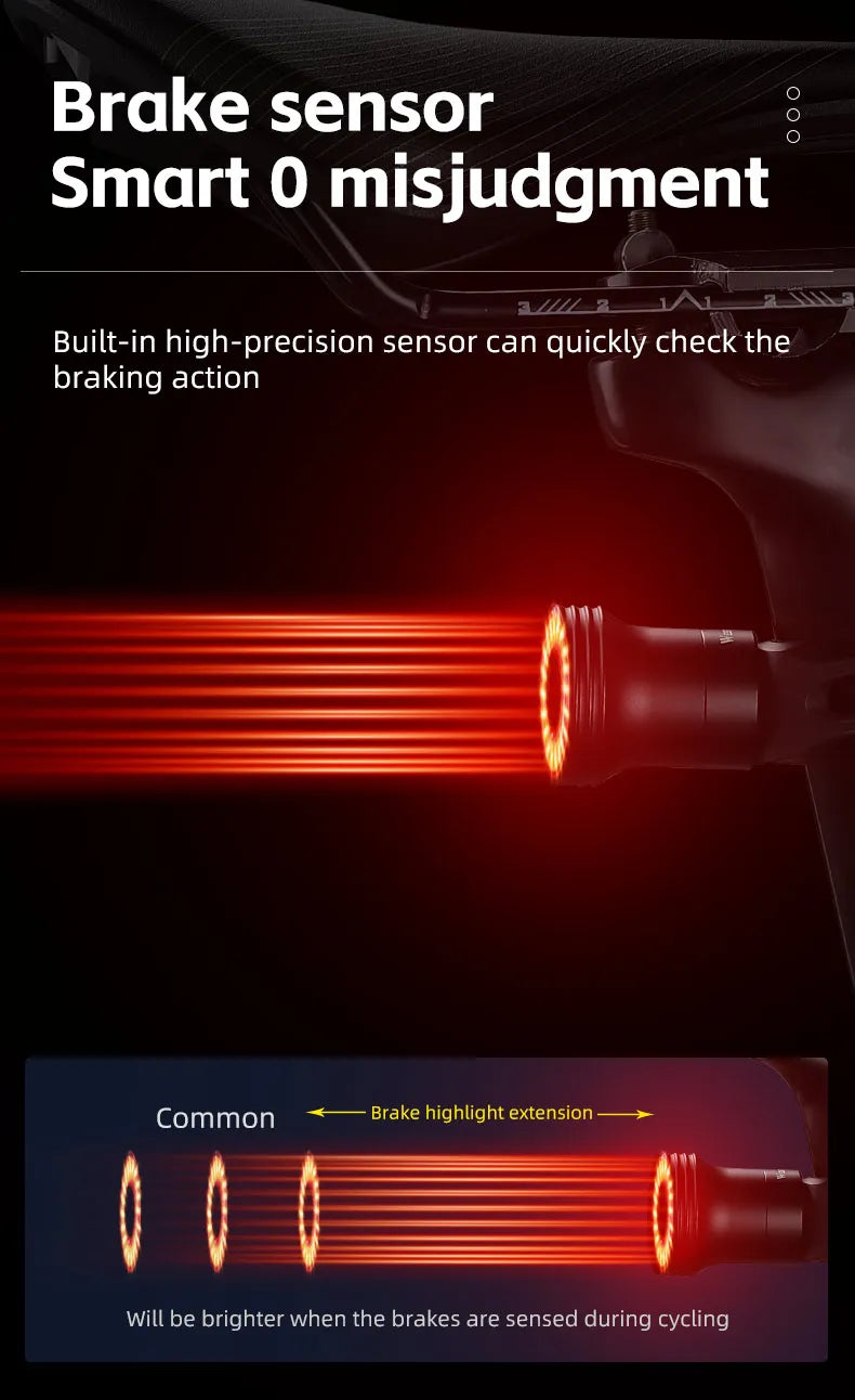 WEST BIKING Bike Rear Light Smart Brake Sensing Light Bicycle Tail Light Type-C Charging Taillight Road Cycling Accessories