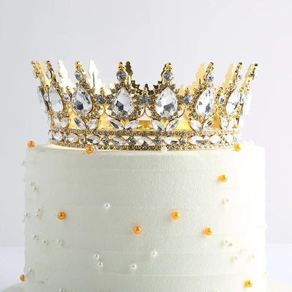 Red Pink Silver Gold Crystal Crown Cake Topper for Gril Birthday Party Cake Decorations