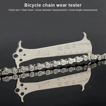 Bicycle Chain Wear Indicator Ruler Repair Tool Stainless Steel Mountain Road Bike Chain Gauge Measurement Checker Screw Diameter