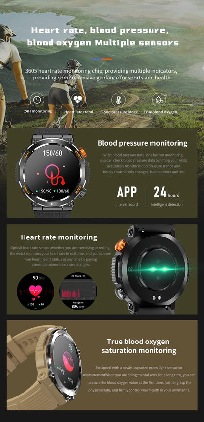 2023 New Men's Smart Watch 360 * 360 HD Touch Screen Sports Waterproof Smartwatch Health Monitoring Bluetooth Call Smart Watches
