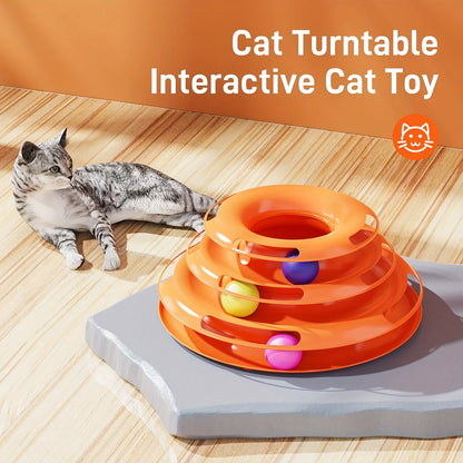 Cat Four Layer Turntable Toy Educational Play Track Tower Cat Teaser Toy For Indoor Cat Interactive Supply
