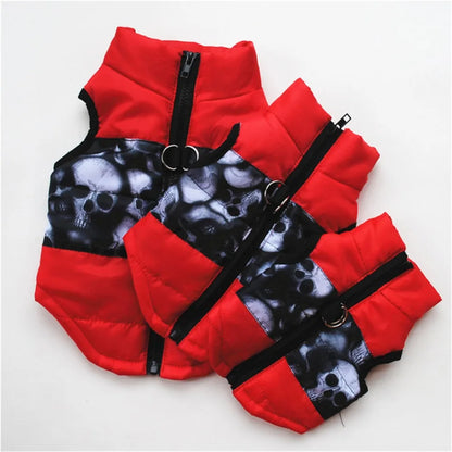 Windproof Pet Vest Jacket Winter Warm Big Dog Clothes Puppy Harness Clothing Funny Printed Coat for Small Medium Dogs Cats XS-XL