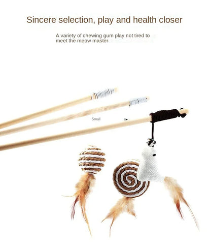 1PC Teaser Feather Toys Kitten Funny Colorful Rod Cat Wand Toys Wood Pet Cat Toys Interactive Stick Pet Cat Supplies