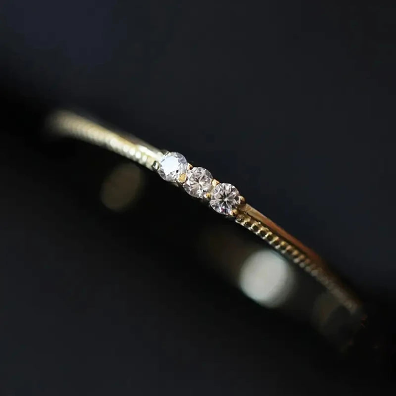 Trendy Simple Thin Ring Lady Versatile Accessories Gold Color/Silver Color Bright Micro Zirconia Jewelry for Daily Wear