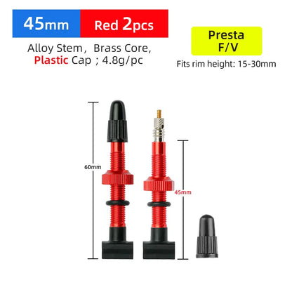 Deemount Presta Nipples Bicycle Tubeless Rim F/V Valves Anodized Aluminum Stem Brass Core Integrated Rectangle Base
