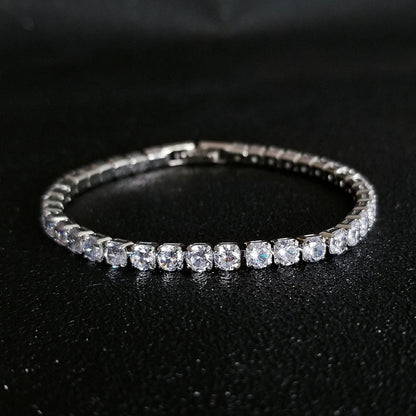 2024 New Arrival  Luxury Round Silver Color on Hand Bracelet Bangle for Women Anniversary Gift Jewelry Bulk Sell S5650