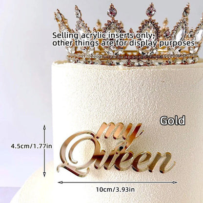 1/3/5pcs Acrylic Birthday Queen Gold Cake Topper Happy Birthday Party Sides Cake Decorations Accessories