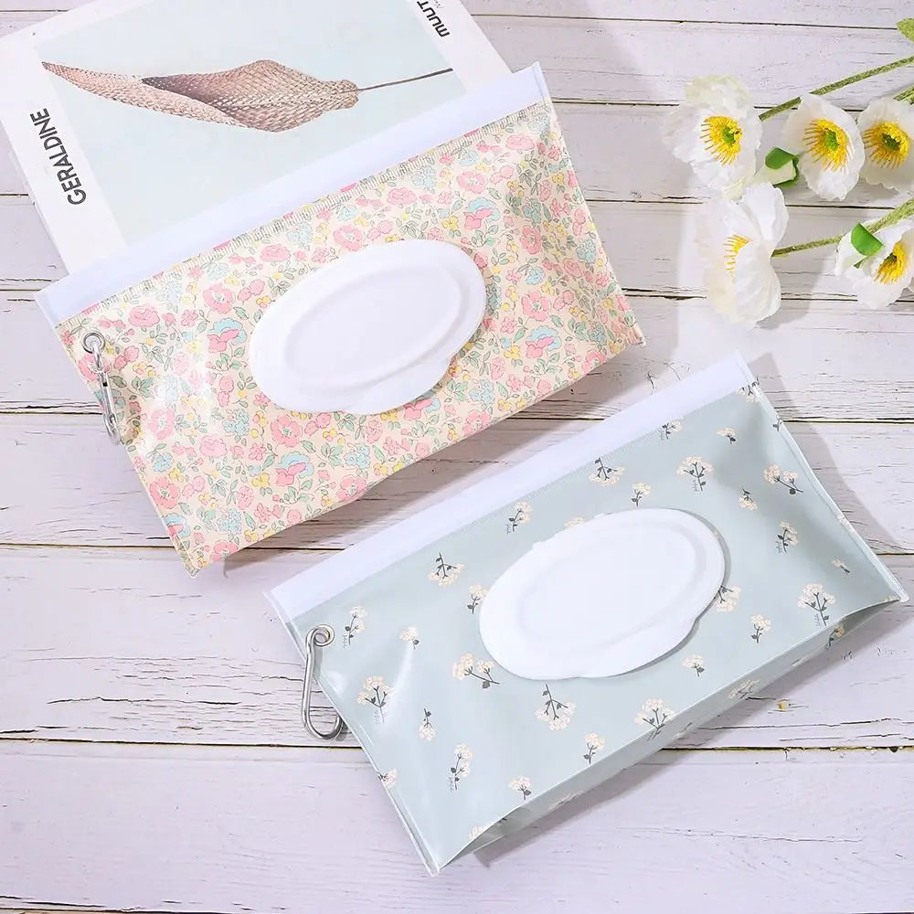 EVA Baby Wet Wipe Pouch Portable Buckle Wipes Holder Case Flip Cover Snap-Strap Reusable Refillable Wet Wipe Bag Outdoor