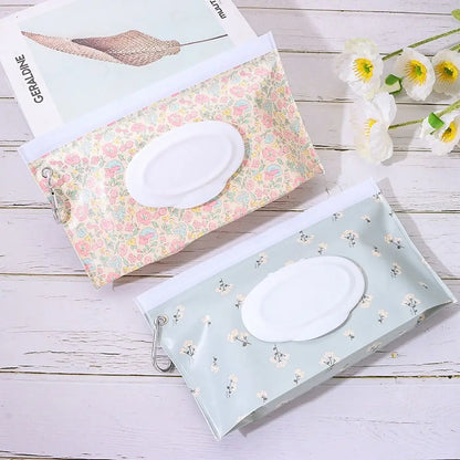 EVA Baby Wet Wipe Pouch Portable Buckle Wipes Holder Case Flip Cover Snap-Strap Reusable Refillable Wet Wipe Bag Outdoor