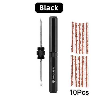 Bicycle Tubeless Tire Repair Kit MTB Bike Tyre Plug Puncture Flat Fix Patch Repairing Rubber Bacon Strips and Insertion Tool Set