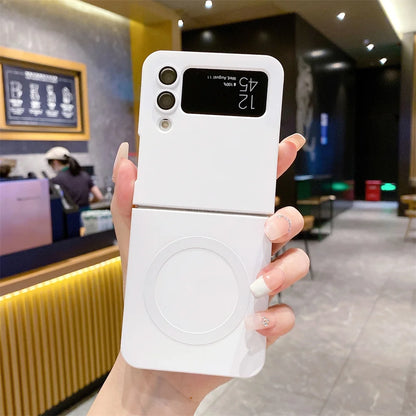 for Samsung ZFlip 4 Luxury for Magsafe Matte Case for Samsung Galaxy Z Flip 6 4 3 5 Flip4 Wireless Charger Soft Silicone Cover