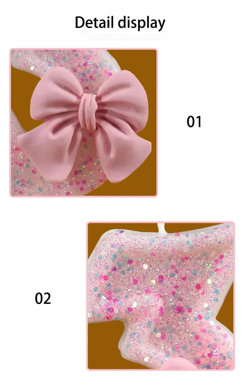 Cute Pink Bow 3D Number Cake Candles for Birthday Party Decorations Birthday Decoration  Cake Decorating Tools