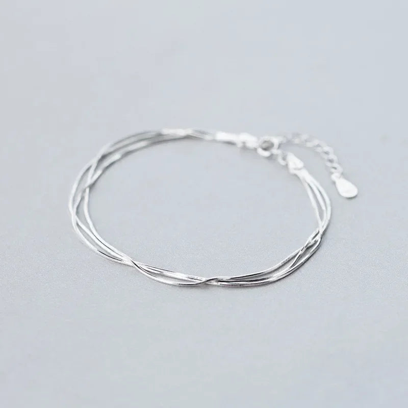 Simple Layer Bracelets for Women Korean Fashion Silver 925 Jewelry Hot Fashion 925 Sterling Silver Bracelet for Women