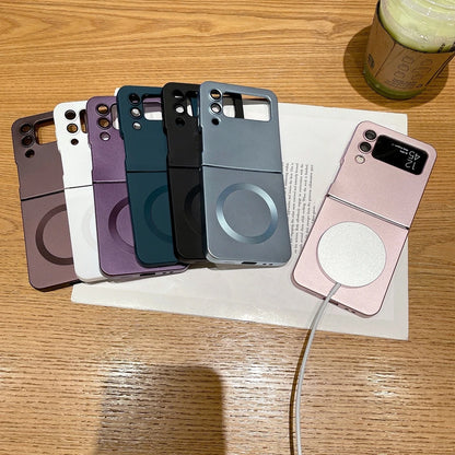 for Samsung ZFlip 4 Luxury for Magsafe Matte Case for Samsung Galaxy Z Flip 6 4 3 5 Flip4 Wireless Charger Soft Silicone Cover