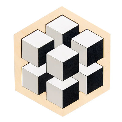 Montessori Wooden Toys 3D Jigsaw Puzzle Tangram Math Toys Baby Hand Grasp Board Shape Match Puzzle Educational Toys for Kids