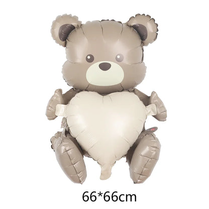 Cute Matte Rainbow Cake Bear Foil Balloon Kids Adult Birthday Party Decorations Cartoon Bow Candy Ice Cream Balloons Globos