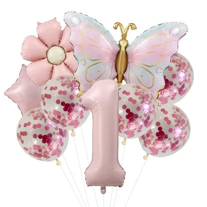 Butterfly Balloons 5th Birthday Decor for Girls Pink Butterfly Foil Balloons for Butterfly Themed Party Wedding Birthday Decors