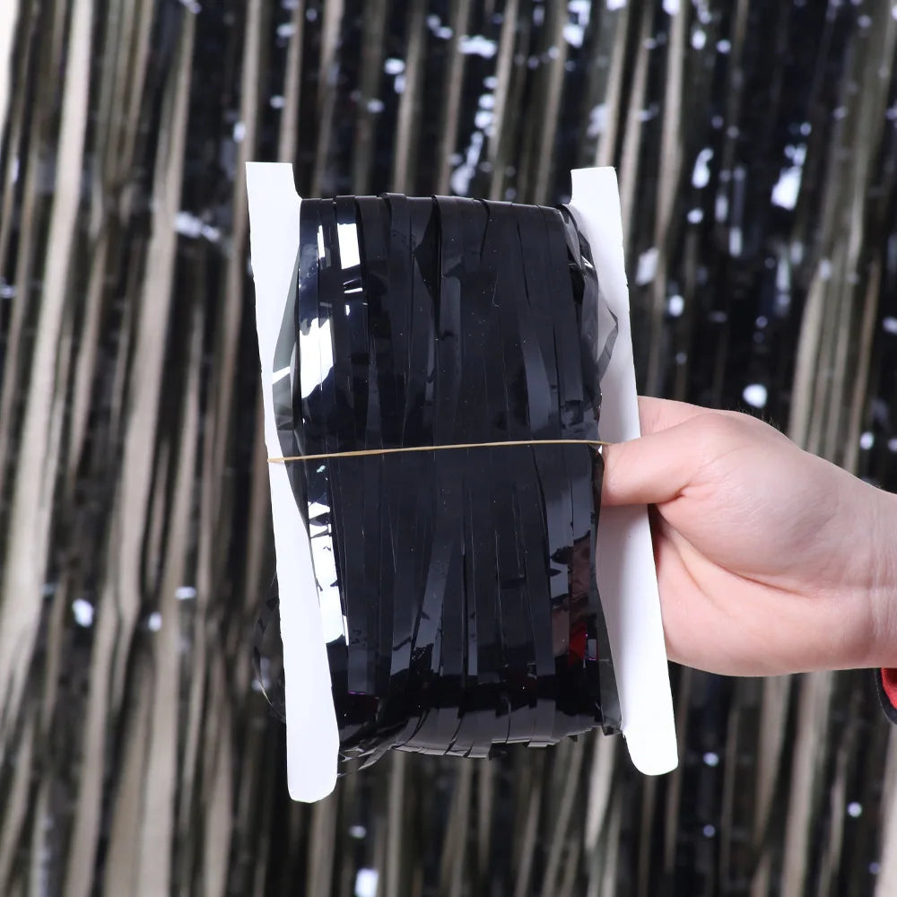 2/3M Party Background Wedding Decoration Foil Fringe Curtain Sequin Bachelorette Photo Backdrop Wall Curtain Birthday BabyShower