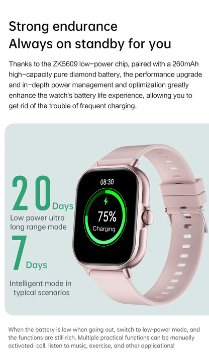 2024 2.01'' Smart Watch Bluetooth Call Play Music Smartwatch Fitness Sport Waterproof Watches for Men Women iPhone Android