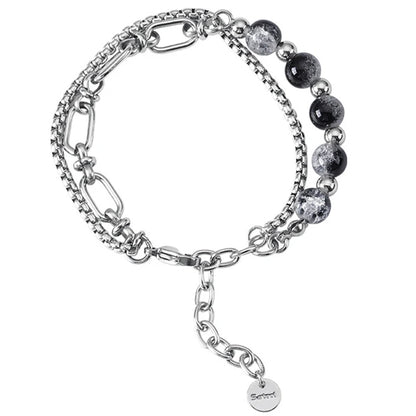 ZAKOL Trendy Ball Crystal Beaded Chain Bracelets For Women Men Black Link Metal Bangles Strand Wristlet Jewelry Gifts Festival
