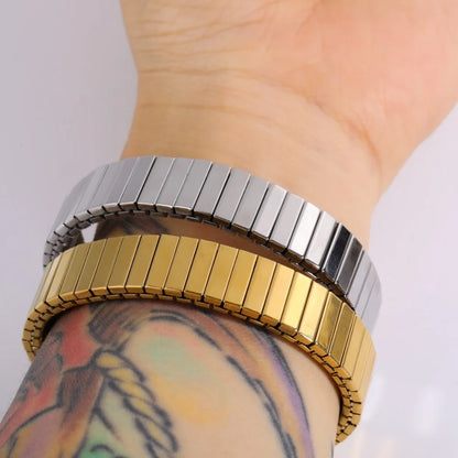 Titanium Steel Elastic Bracelet for Women.Heart Shape.1Pcs.Gold Plated Punk Jewelry.Hip Hop. New Design