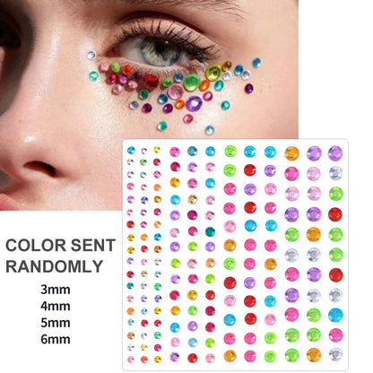 3D Face Eyes Party Makeup Tattoo Sticker Acrylic Diamond Rhinestones Sticker Self-adhesive Mixed Crystal Face Decoration Sticker