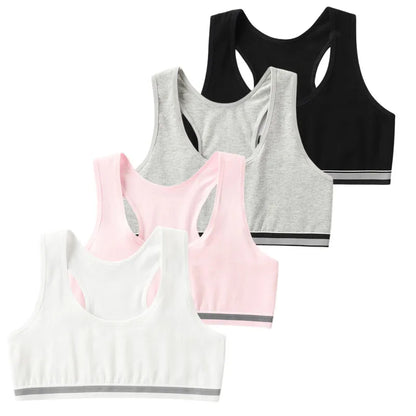 4 Pcs/Lot Teen Girl Sports Bra Kids Top Camisole Young Puberty Small Training Bra For 8-16 Years Girls Training Bra