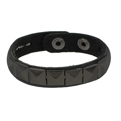 New Punk Fashion Men Black Cuff Leather Bracelet Wristband Metal Rivets Stud Charm Bangle for Women Rock Gothic Jewelry 2024