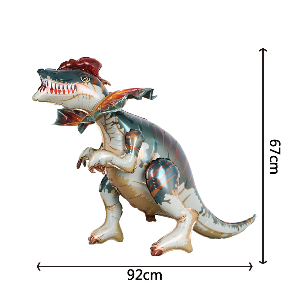 1pcs Large 4D Dinosaur Foil Balloons Jungle Animal Baby Boys Birthday Party Decors Jurassic Standind Dragon Kids Toys Air Globos