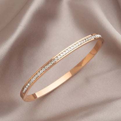 Htpwe Stainless Steel Diamond Ring Stacking Bracelet Women 18k Gold Plated Couple Holiday Gift Fashion Bracelet Party Jewelry